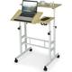 Height Adjustable Rolling Desk Mobile Stand Up Desk With Wheels Home Office Computer Workstation Desk Table Laptop Cart For Standing Or Sitting