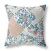 28 White Blue Floral Indoor Outdoor Throw Pillow