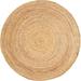 All Natural Soft Jute Braided Hand-Woven Rug Natural Beige 5 Round