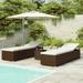 3 Piece Patio Sun Loungers with Tea Table Poly Rattan Brown