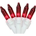Set Of 100 Red Mini Christmas Lights 2.5 Spacing - White Wire