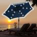 Autlaycil 7.5 ft Patio Umbrella with Tassel 18 LED Lights Solar Umbrella Navy Blue