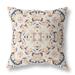 18 X 18 White And Blue Zippered Geometric Indoor Outdoor Throw Pillow