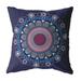 18 X 18 Navy Blue Blown Seam Geometric Indoor Outdoor Throw Pillow