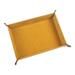 Farfi Dices Storage Tray Foldable Anti-deformed Anti-fading Space Saving Storing Keys Faux Leather Four Corner Folding Dices Organizer Holder Desktop Decor (Yellow)