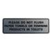 MYXIO Standard Please Do Not Flush Paper Towels or Feminine Products in Toilets Door/Wall Sign - Durable Material | Double-Sided Foam Tape | Silver - Medium (5 Pack)