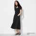 Women's Linen Blend Square Neck Short-Sleeve Dress | Black | Large | UNIQLO US