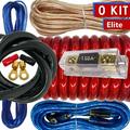 XB 0 Gauge Amp Kit Amplifier Install Wiring 0 Ga Wire Cable 5000W To 7500w RED Bundle