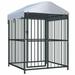 moobody Outdoor Dog Kennel Cage Heavy Duty Galvanized Steel Pet Run House with Shelter Cover Bar Sidewalls Fence Playpen for Backyard Garden 47.2 x 47.2 x 59 Inches (L x W x H)