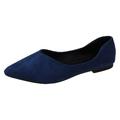 WILLBEST Tennis Shoes Womens Wide Width Ladies Summer Fashion Solid Colour Simple Pointed Flat Bottom Shallow Mouth Suede Large Size Single Shoes Casual Shoes