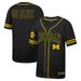 Men's Colosseum Black Michigan Wolverines Free Spirited Mesh Button-Up Baseball Jersey