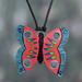 'Hand-Painted Butterfly-Shaped Ceramic Pendant Necklace'