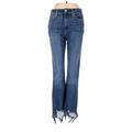 7 For All Mankind Jeggings - Mid/Reg Rise Boot Cut Boyfriend: Blue Bottoms - Women's Size 28 - Dark Wash