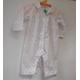 The Little White Company All In One Cotton Sleep Suit White And Pink Size: 9-12 Months