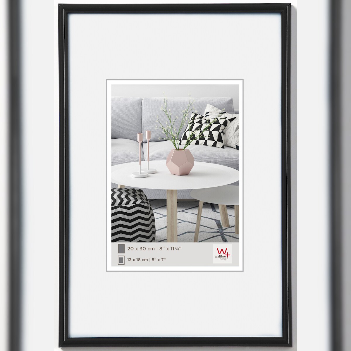 walther + design Galeria Kunststoff Bilderrahmen, schwarz, 13 x 18 cm Image