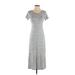 Uniqlo Casual Dress - A-Line Scoop Neck Short sleeves: Gray Dresses - Women's Size X-Small