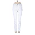 American Eagle Outfitters Jeggings - Mid/Reg Rise Skinny Leg Boyfriend: White Bottoms - Women's Size 2 - Light Wash