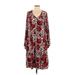 Lularoe Casual Dress - Shift V Neck 3/4 sleeves: Burgundy Dresses - Women's Size X-Small