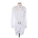 L'academie los angeles Casual Dress - Shirtdress Collared Long sleeves: White Solid Dresses - Women's Size Small