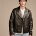 Lucky Brand Vintage Leather Moto Jacket - Men's Clothing Outerwear Jackets Coats in Brown/Black, Size S