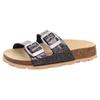 Pantolette SUPERFIT "Fußbettpantoffel VIOS WMS: Mittel", Kinder, Gr. 33, schwarz (schwarz, glitzer), Synthetik, modisch, Schuhe, Schlappen, Hausschuh mit Glitzer, Größenschablone zum Download