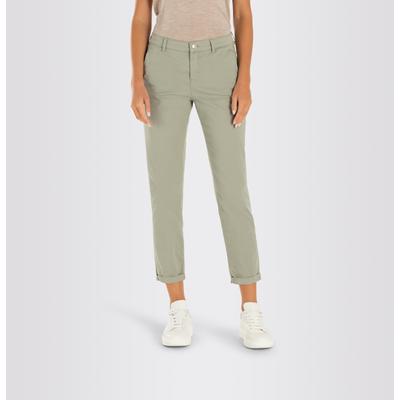 Chinohose MAC "CHINO turn up", Damen, Gr. 34, N-Gr, grau (dried rosmary), Web, Obermaterial: 96% Baumwolle, 4% Elasthan, casual, slim fit, Hosen, mit dezentem Glanz, elegant und sportiv zugleich Image