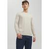 Rundhalspullover JACK & JONES "EMIL KNIT", Herren, Gr. S, weiß (sanftes weiß), Obermaterial: 60% Baumwolle, 20% Nylon, 20% Viskose, modisch, normal, Rundhals, Langarm, Pullover