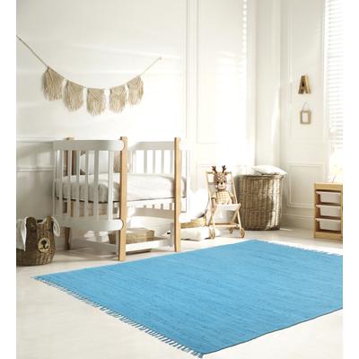 Kinderteppich MY HOME "Insa Fleckerl", blau (türkis), B:160cm H:5mm L:230cm, Baumwolle, Teppiche, Uni Farben, pastell, handgewebt, pflegeleicht, waschbar, Kinderzimmer Image
