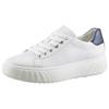 Plateausneaker ARA "MONACO", Damen, Gr. 4,5 (37,5), bunt (weiß, nachtblau), Glattleder, kontrastfarbene Details, sportlich, Schuhe, Freizeitschuh, Halbschuh, Schnürschuh, mit Wechselfußbett, H-Weite