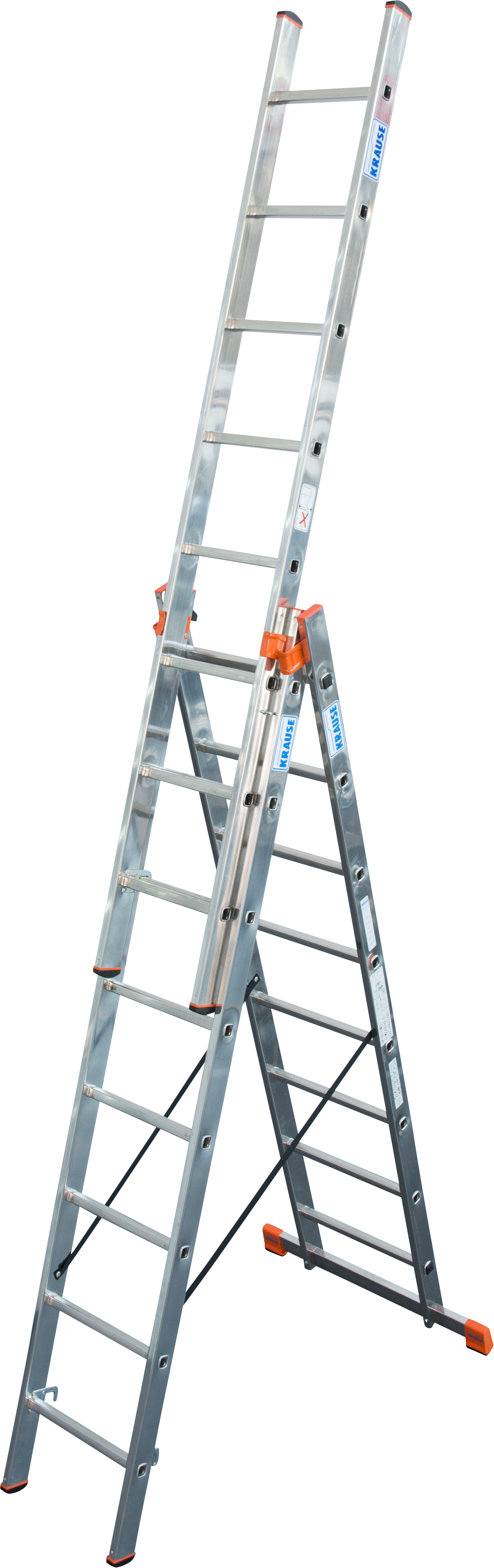 Vielzweckleiter KRAUSE "Tribilo", grau (aluminiumfarben), B:48cm H:18cm L:245cm, Aluminium, Leitern, Alu, 3x8 Sprossen, Arbeitshöhe ca. 605 cm