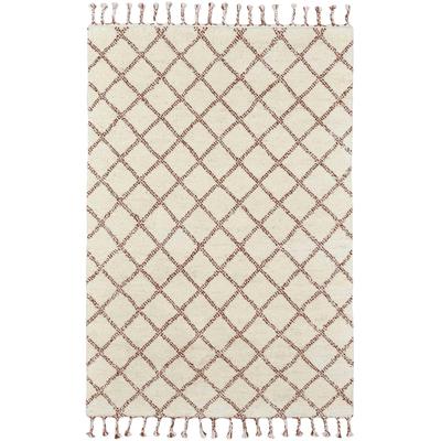 Wollteppich THEKO "MARMOUCHA 05", braun (braun, weiß), B:70cm H:24mm L:140cm, Wolle, Teppiche, reine Wolle, Rauten Design, mit Fransen Image
