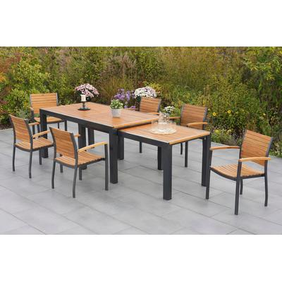 Garten-Essgruppe MERXX "Santorin", grau (graphit, natur), Aluminium, Massivholz, Sitzmöbel-Sets Image