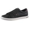 Sneaker TOMMY HILFIGER "ESSENTIAL LEATHER DETAIL VUL", Herren, Gr. 39, schwarz, Leder, sportlich, Schuhe, mit Kontrastbesatz, Freizeitschuh, Halbschuh, Schnürschuh