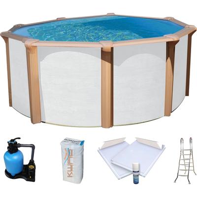 Rundpool KWAD "»Supreme« all in Premium Folie", blau (weiß, farbe innen: blau), B:360cm H:132cm L:360cm, Schwimmbecken, ØxH: 360x132cm, inkl. Bodenisolationsset Image