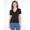 T-Shirt TOMMY HILFIGER Gr. XS (34), schwarz (black) Damen Shirts V-Shirts