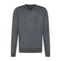 V-Ausschnitt-Pullover BUGATTI Gr. M, grau (dunkelgrau) Herren Pullover V-Ausschnitt-Pullover