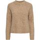 Rundhalspullover PIECES "PCELLEN LS O-NECK KNIT NOOS BC" Gr. XS (34), beige (fossil) Damen Pullover Rundhalspullover