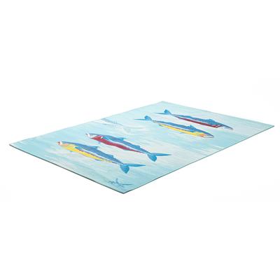 Teppich SANSIBAR "Rantum Beach SA-015", blau (türkis), B:160cm H:5mm L:230cm, Polypropylen, Teppiche, Flachgewebe, modernes Design, Motiv Fische, In- & Outdoor geeignet Image