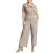 Plus Size Women's Belted Jumpsuit by ELOQUII in Tan Plaid (Size 28)