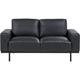 Modern Living Room 2 Seater Sofa Couch Settee Upholstered Faux Leather Finished Back Metal Legs Black Sovik - Black