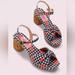 Kate Spade Shoes | Hayden Knot Platform Sandals Kate Spade Sz7b Black White Gingham Wicker Heel Red | Color: Black/White | Size: 7