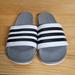 Adidas Shoes | Adidas Adilette Comfort Slide Sandal White Black Grey Mens Shoe Gz5895 | Color: Gray/White | Size: Various