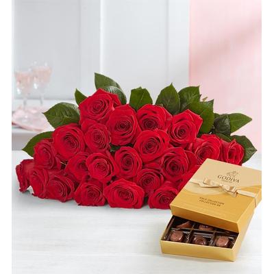 1-800-Flowers Flower Delivery Two Dozen Red Roses Bouquet Only W/ Godiva Chocolate