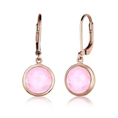Paar Ohrhänger ELLI "Ohrhänger Quartz Rosé 925 Sterling Silber Rosegold", rosa (rosegold), Ohrringe, Damen, OneSize,mit Steinen, Silber 925 (Sterlingsilber) Image