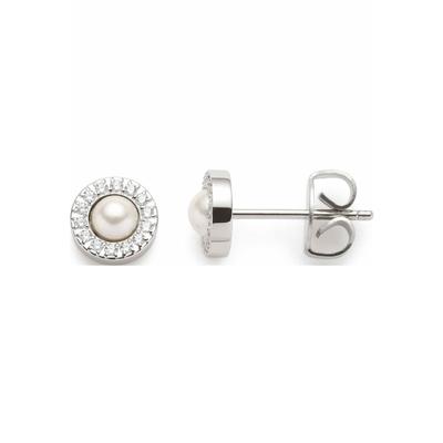 Paar Ohrstecker LEONARDO "Ohrring Isa, 023347, 023349", weiß (edelstahlfarben, kristallweiß, weiß, kristallweiß), Ohrringe, Damen, Edelstahl-Perlen, Edelstahl, Perlen, mit Glasstein oder Perle (imitiert) und Zirkonia (synth.) Image