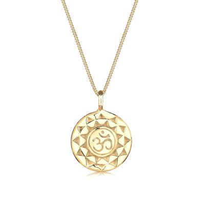 Kette mit Anhänger ELLI "Yoga Mantra Om Symbol Talisman 925 Silber" Gr. 45, gold, Halsketten, Damen, 45, ohne Stein, Silber 925 (Sterlingsilber), L: 45cm Image