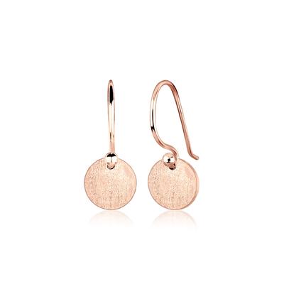 Paar Ohrhänger ELLI "Ohrhänge Plättchen Kreis Matt 925 Silber", rosa (rosegold), Ohrringe, Damen, OneSize, ohne Stein, Silber 925 (Sterlingsilber) Image