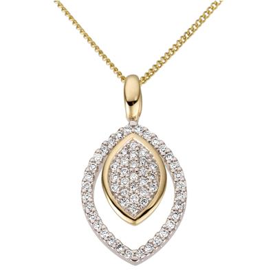 Ketten-Anhänger FIRETTI "Schmuck Geschenk Gold 585 Halsschmuck Anhänger für Halskette", weiß (gelbgoldfarben, weißgoldfarben, weiß, w=weiß), Schmuckanhänger, Damen, 0,23 ct P2 = erkennbare Einschlüsse, Gelbgold 585-Weißgold 585-Diamanten, 1,4 g,...