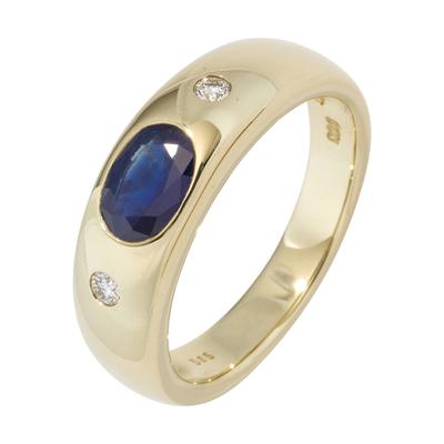 Diamantring JOBO Fingerringe Gr. 58, SI = kleine Einschlüsse, Gelbgold 585-Diamanten, gelb (gelbgold 585) Damen 585 Gold mit Safir und 2 Diamanten