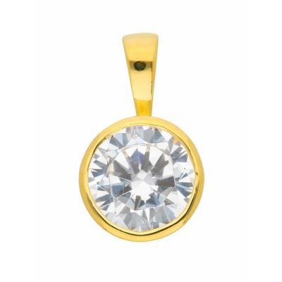 Ketten-Anhänger ADELIA´S "925 Silber Anhänger mit Zirkonia Ø 7,9 mm" Schmuckanhänger Gr. Damen, mit Zirkonia, Silber 925 (Sterlingsilber), goldfarben (vergoldet) Damen mit Zirkonia Silberschmuck für